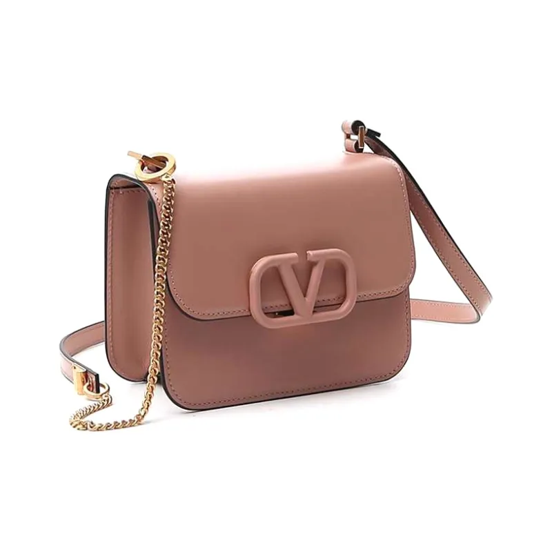 Valentino Grained Calfskin Handbag Shoulder Bag Crossbody Bag Small Size Women's Nude Pink-1