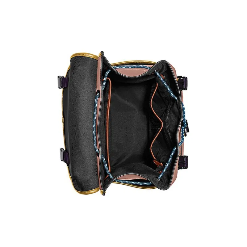 COACH League Cow Leather Backpack Large Size Men's Pink & Yellow-1