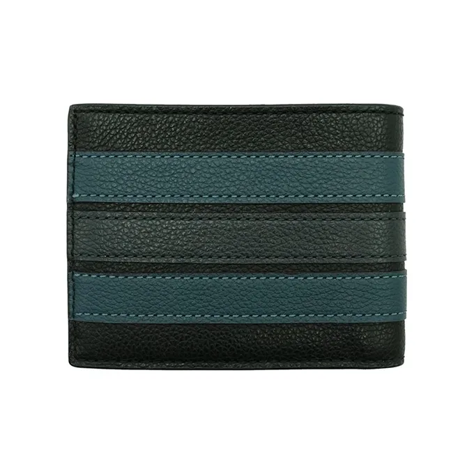 COACH Billfold Wallet Cow Leather Wallet Men's Black/Blue-1