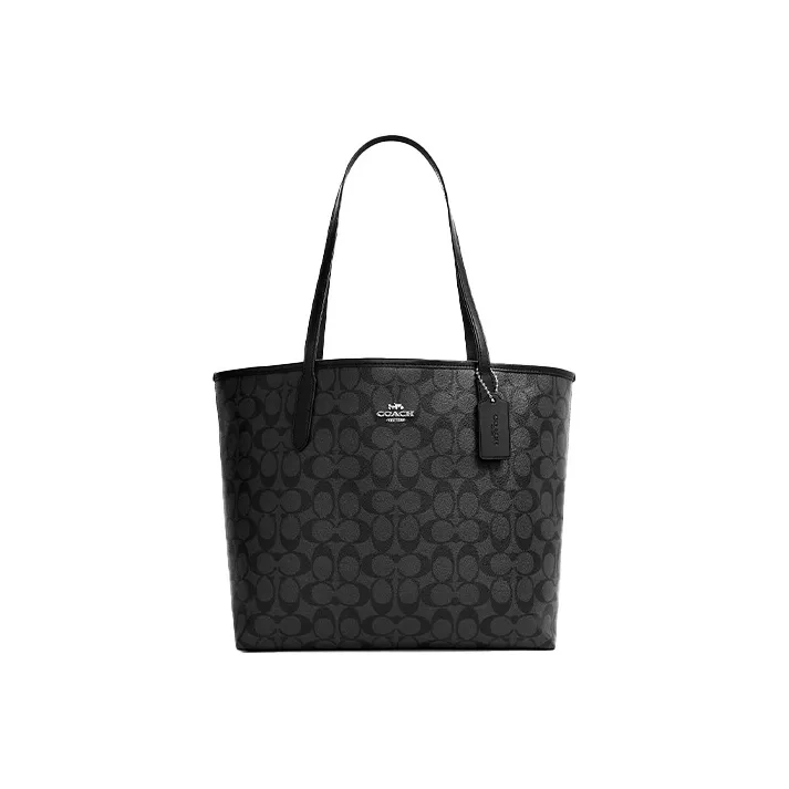 COACH City 33 Tote Bag In Signature Large Canvas Black-0
