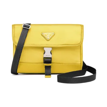 PRADA Fabric With Leather Cell Phone Pouch Crossbody Bags Unisex Yellow