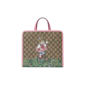 GUCCI Canvas Tote Bag Shopping Bag Shoulder Bag Crossbody Bag Handbag Kids' Bag Kids' Ebony/Pink