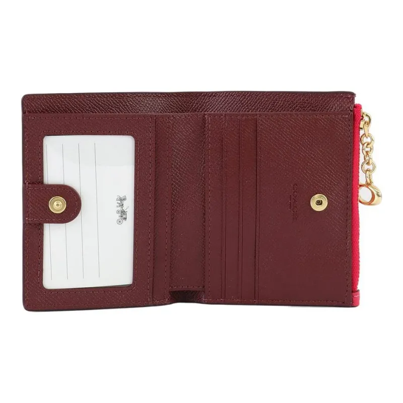 COACH Card Case Leather Coin Purse, Wallet, Card Holder Small Size Women's Fuchsia-3