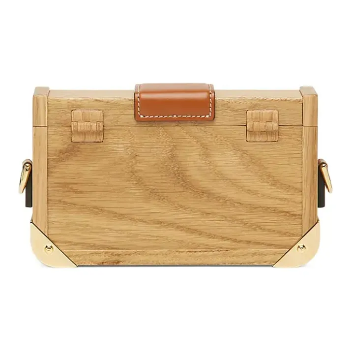 FENDI BaguetteTrunk Natural Oak With Calfskin Box Bag Baguette Bag Shoulder Bag Crossbody Bag Mini Men's Beige/Brown-2