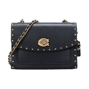 COACH Parker Cow Leather Chain Bag Crossbody Bag Shoulder Bag Women's Black