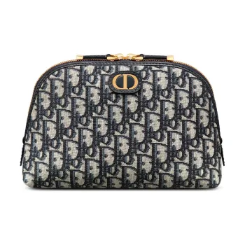 DIOR 30 Montaigne Fabric Clutch, Toiletry Bag, Storage Bag, Makeup Bag Women's Denim Blue