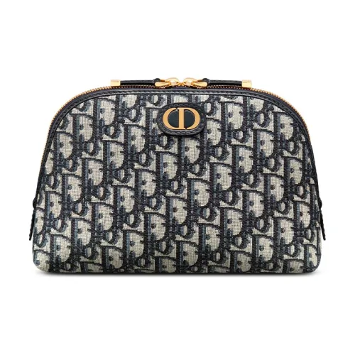 DIOR 30 Montaigne Fabric Handheld Toiletry Bags Storage Bags Makeup Bags Women's Denim Blue