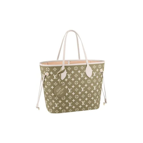 LOUIS VUITTON Neverfull MM Khaki Green/Beige/Cream