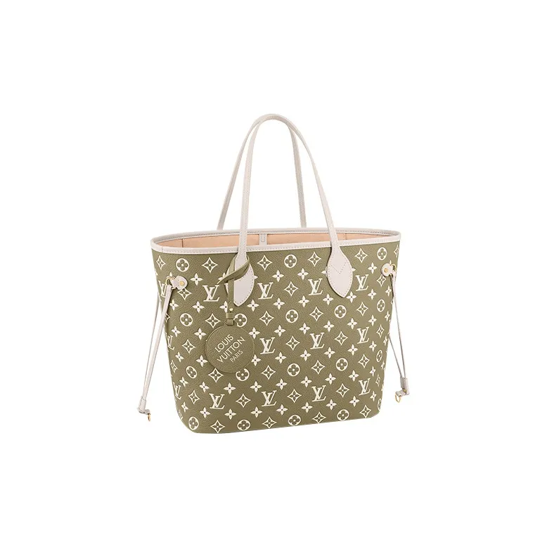 LOUIS VUITTON Neverfull Mm Khaki Green/Beige/Cream-0