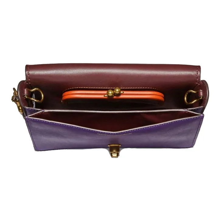 COACH Dinky With Cow Leather And Sheepskin Small Square Bag Shoulder Bag, Crossbody Bag Regular Women's Dark Purple-2