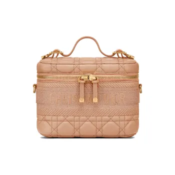 DIOR Lady Dior Sheepskin Handbag, Makeup Box, Handbag, Shoulder Bag, Makeup Bag Small Size Women's Pink