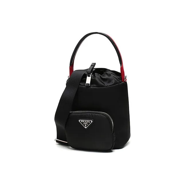 PRADA Nylon Fabric Bucket Bags One Shoulder Handbags Women's Black-1