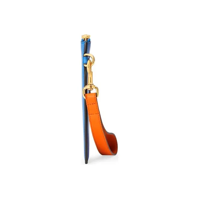GUCCI Leather Wristband Clutch Unisex Blue/Orange-2