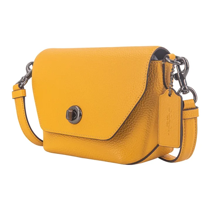 COACH Leather Shoulder Bag, Crossbody Bag Trumpets Women's Yellow-1