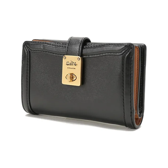 COACH Hutton Leather Clutch Wallet Women's Black-1