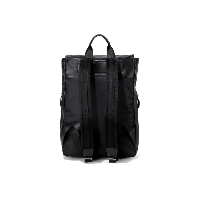 Ace Paul Top Grain Cow Leather Laptop Backpack Large Size Unisex Cool Black-4