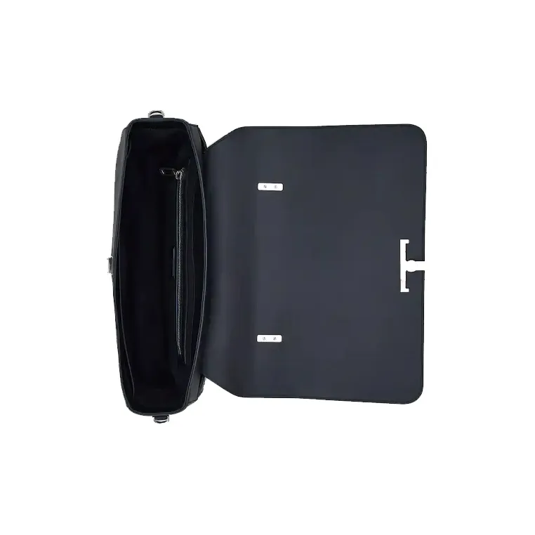 TOD'S Timeless Leather Briefcase Shoulder Bag Crossbody Bag Handbag Small Size Men's Black-4