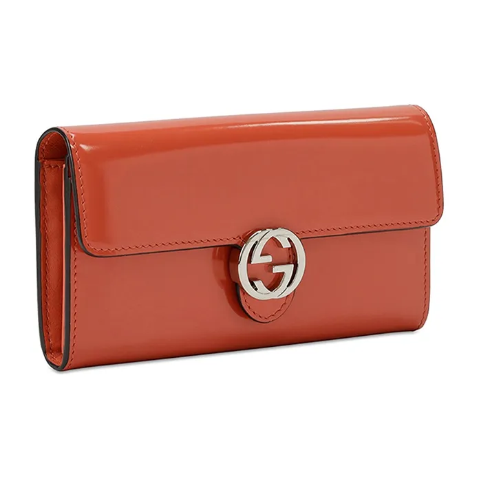 GUCCI Patent Leather Wallet Women's Saffron-1