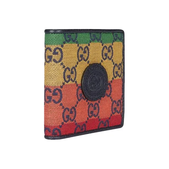 GUCCI Canvas With Leather Canvas Bag Wallets Men's Green/Yellow/Orange/Red-1