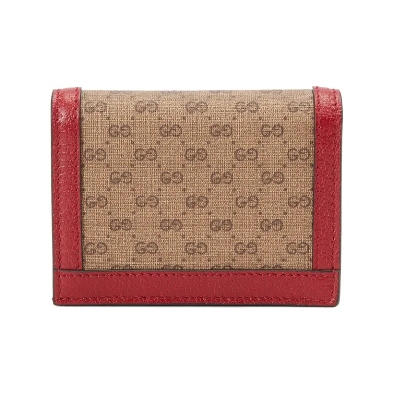 GUCCI Doraemon Collaboration Canvas With Leather Card Holder Unisex Ebony/Red-2