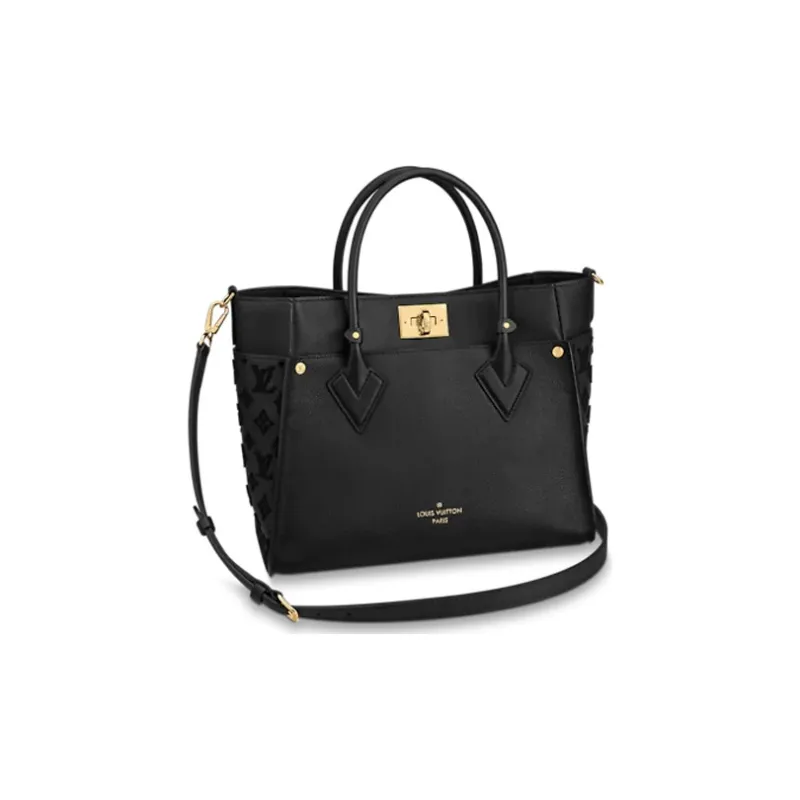 LOUIS VUITTON On My Side Calfskin Tote Bag, Shopping Bag, Shoulder Bag, Crossbody Bag, Handbag Tubas Women's Black-0