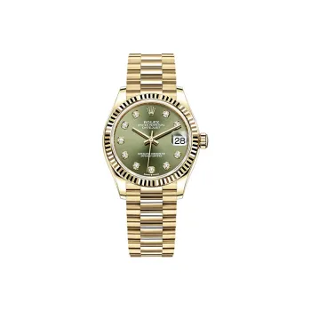 ROLEX Log Series Automatic Mechanical Movement Women's Watch 31mm Green Dial 18K Gold Watch Case 18K Gold Strap