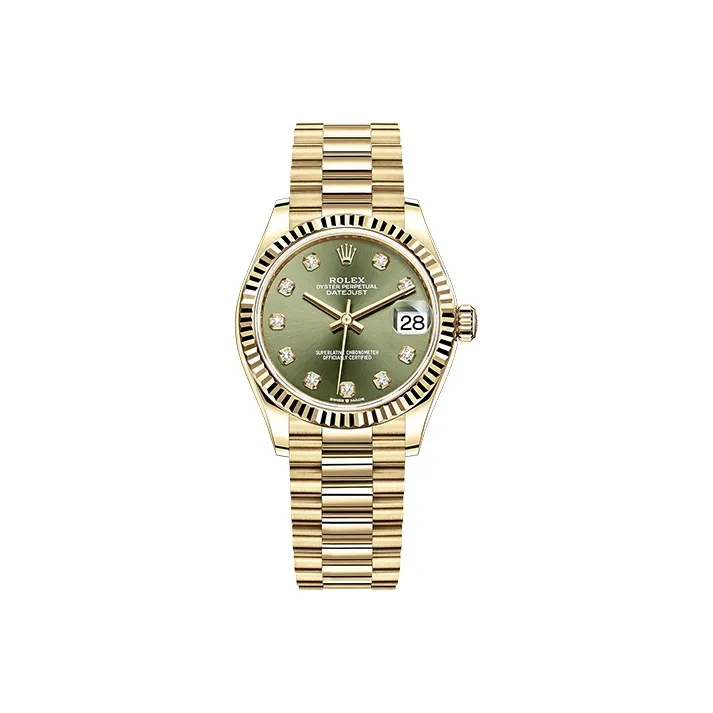 ROLEX Log Series Automatic Mechanical Movement Women's Watch 31mm Green Dial 18K Gold Watch Case 18K Gold Strap-0