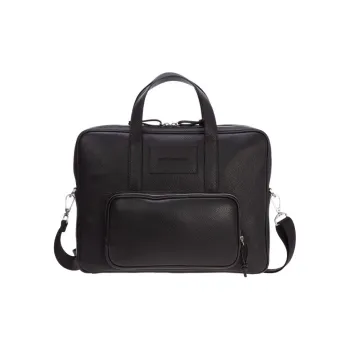 EMPORIO ARMANI Leather Briefcase Men's Black