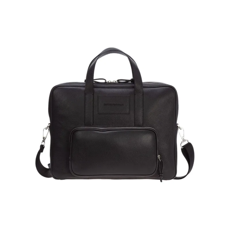 EMPORIO ARMANI Leather Briefcase Men's Black-0