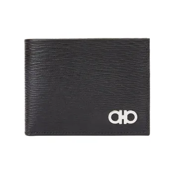 FERRAGAMO Leather Wallet Men's Black Blue
