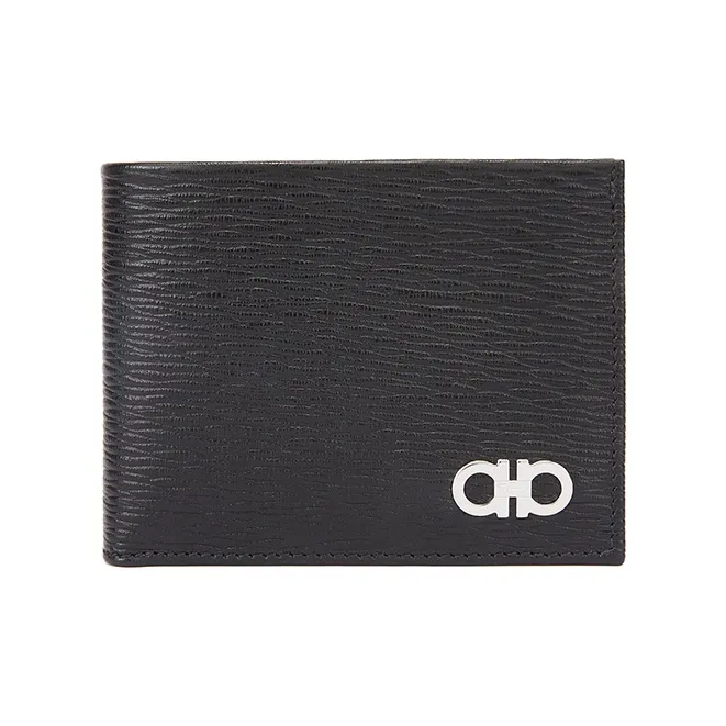 FERRAGAMO Leather Wallet Men's Black Blue-0