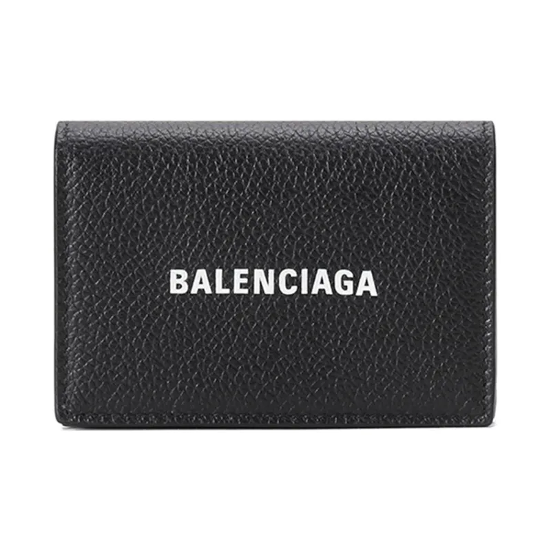 Balenciaga Cash Cow Leather Wallet Mini Men's Black/White-0