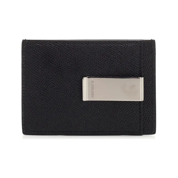 Burberry Cow Leather Coin Purse, Card Holder Men's Black-2