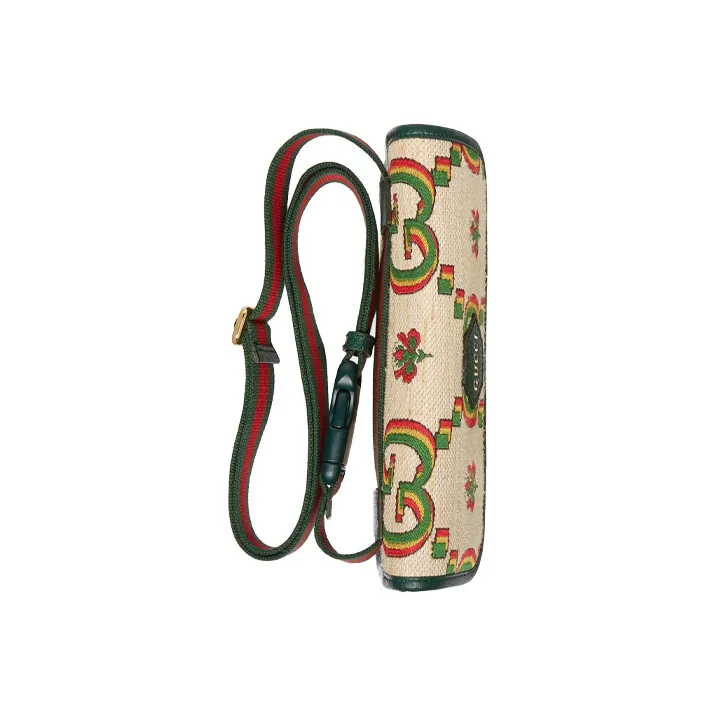 GUCCI Jacquard Fabric Shoulder Bag, Crossbody Bag, Sling Bag, Fanny Pack Unisex Beige/Green-3