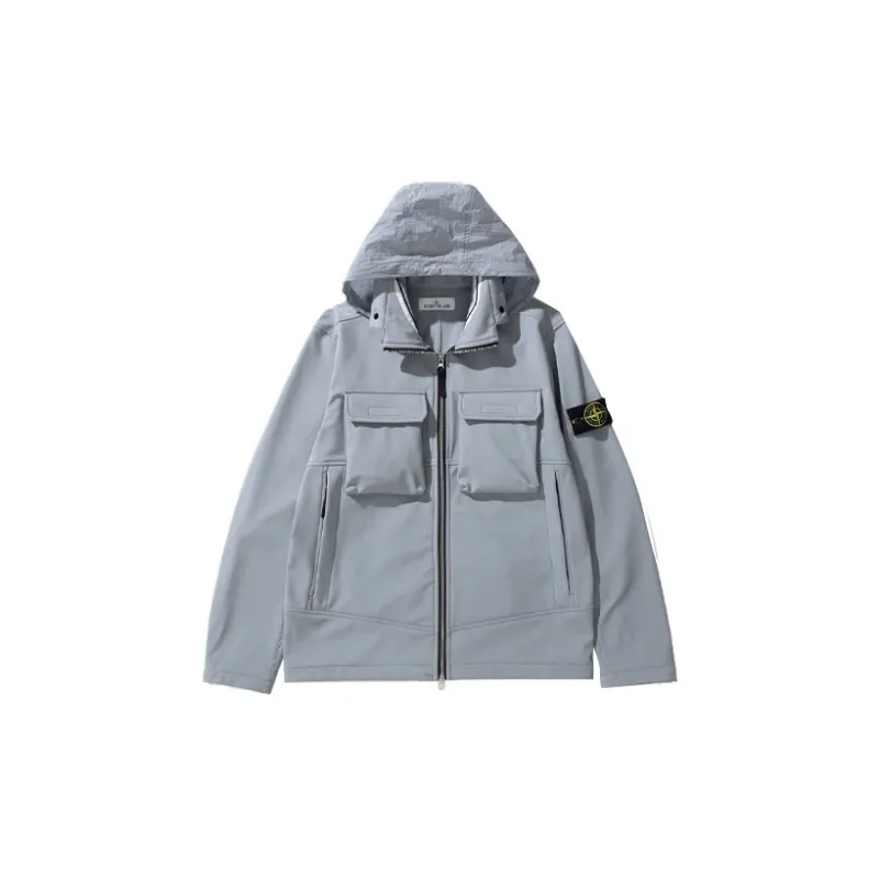 STONE ISLAND LIGHT SOFT SHELL R SERIES SOFT SHELL Jackets & Coats Men's Dusty Gray-1