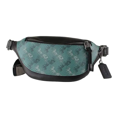COACH Warren Leather Fanny Pack Large Size Men's Black & Green