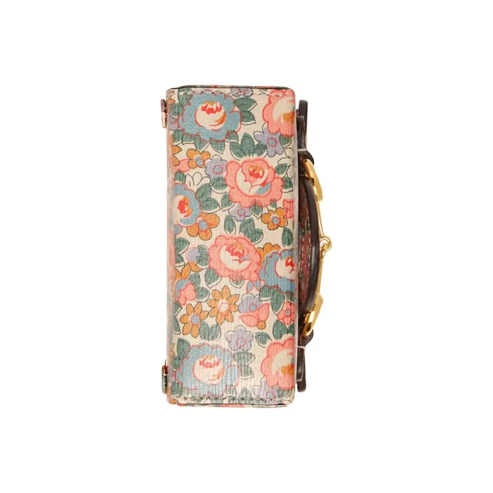 GUCCI Liberty Collaboration Leather Cell Phone Pouch Shoulder Bag Crossbody Bag Mini Women's Light Pink/Multicolor-3
