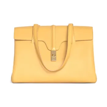 CELINE 16 Cow Leather Handbag Handbag Medium Size Women's Yellow