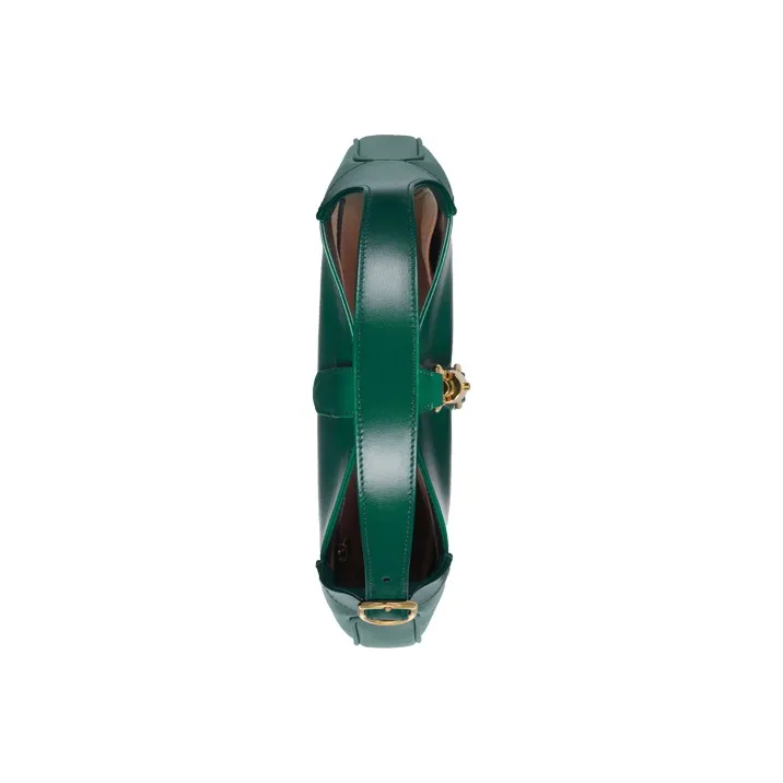 GUCCI Jackie 1961 Leather Crescent Shoulder Bag Shoulder Bag Small Size Women's Emerald Green-5