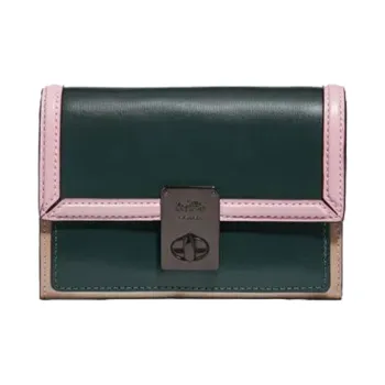 COACH Leather Small Square Bag Handheld Wallet Women's Pink Purple Black