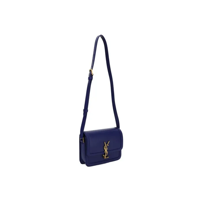 SAINT LAURENT SOLFERINO Leather Shoulder Bag Crossbody Bag Small Size Women's Sapphire Blue-4