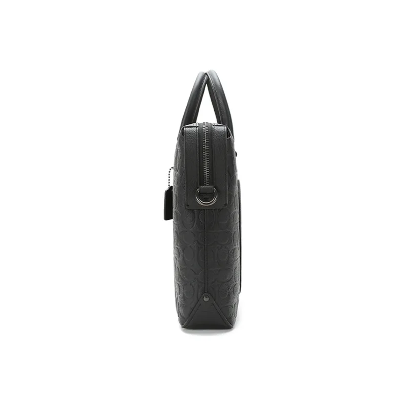 COACH Leather Tote Bag Shopping Bag Briefcase Crossbody One Shoulder Handbag Large Size Men's Black-2