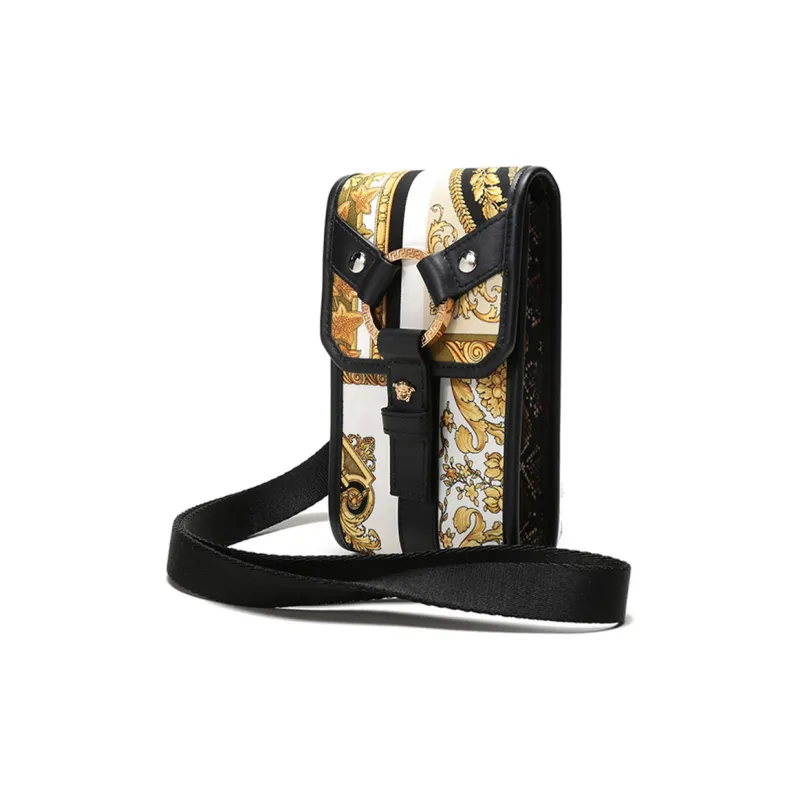 VERSACE Barocco Leather Neck Pouch Cell Phone Case Shoulder Bag Regular Men's Black-1