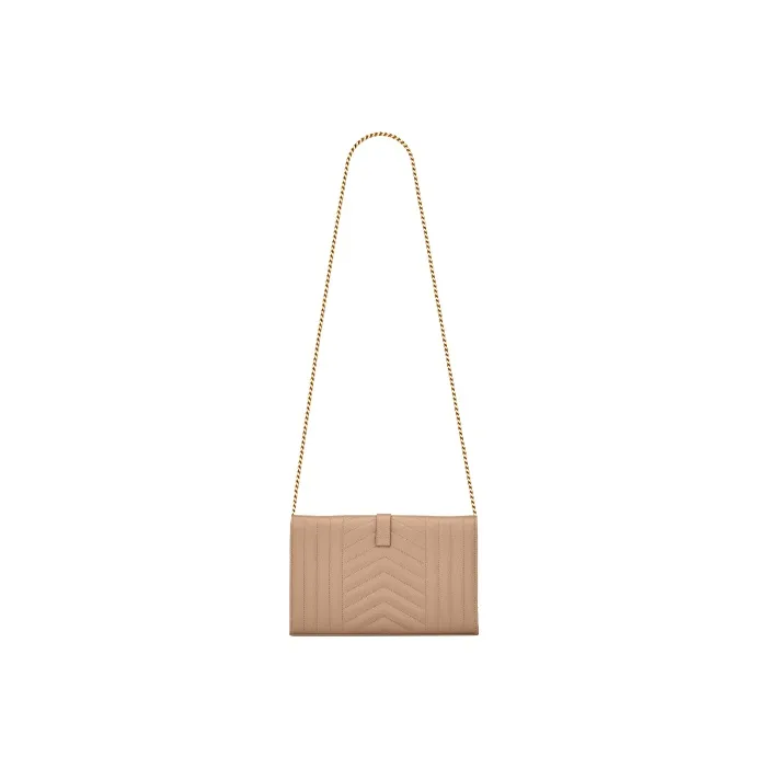 SAINT LAURENT Cow Leather Wallets Shoulder Bag Crossbody Bag Regular Women's Dark Beige-6