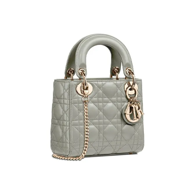 DIOR Lady Dior Sheepskin Dior Bag Shoulder Bag Crossbody Bag Handbag Mini Women's Gray-1