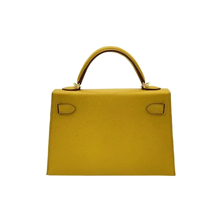 HERMES Mini Kelly 2nd Generation Epsom Leather Kelly Bag Handbag Mini Women's Amber Yellow-2
