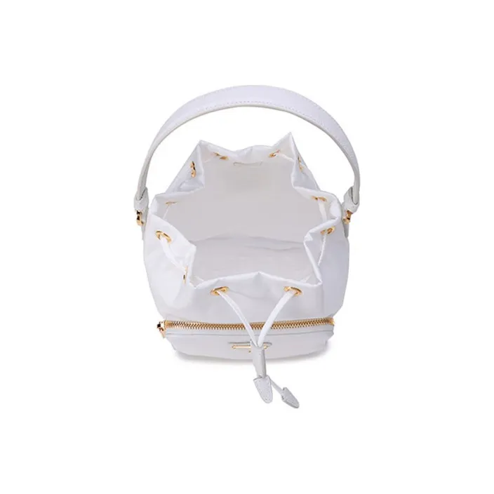 PRADA Nylon Bucket Bags Crossbody One Shoulder Handbags Women's White-5