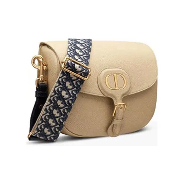 DIOR Bobby Grained Calfskin Shoulder Bag, Crossbody Bag Large Size Women's Beige Brown-1