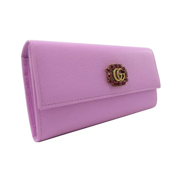 GUCCI Marmont Leather Wallet Women's Rose Red-1