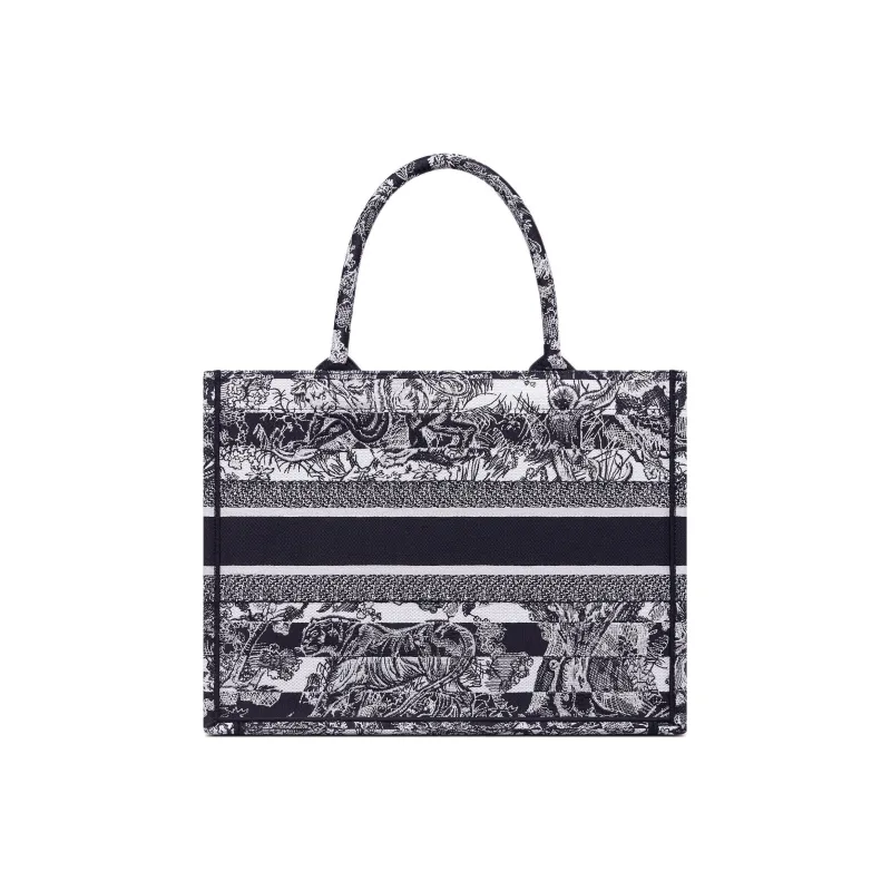 DIOR BookTote Embroidery Tote Bag Shopping Bag Handbag Medium Size Women's Navy-2